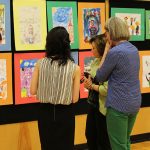 Keri King, Lise Faulise, and Rosy Granoff at The Wolf School's art show